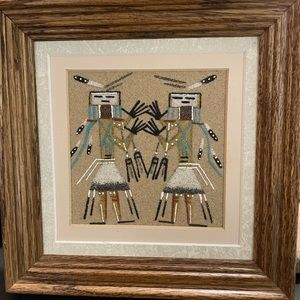 Vintage Navajo sand painting Yei Bei Chei - signed and framed